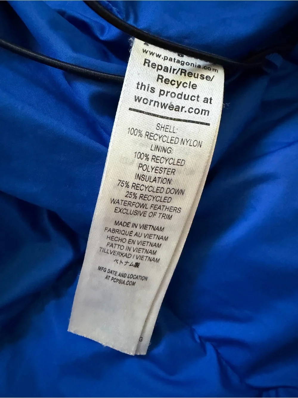 Patagonia youth Down Puffer Jacket in Sage Green with Blue Lining